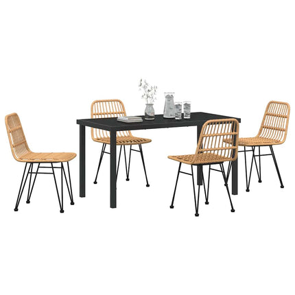 Trädgårdsmöbelset 5 pcs Brun Pulverlackerat stål