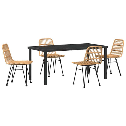 Trädgårdsmöbelset 5 pcs Brun Pulverlackerat stål
