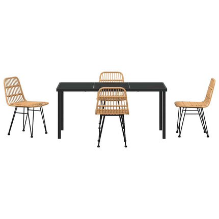 Trädgårdsmöbelset 5 pcs Brun Pulverlackerat stål