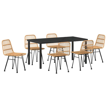Trädgårdsmöbelset 7 pcs Brun Pulverlackerat stål