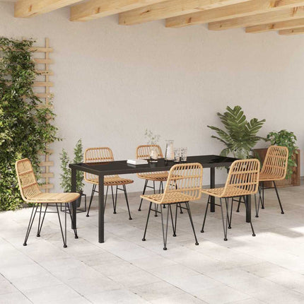 Trädgårdsmöbelset 7 pcs Brun Pulverlackerat stål