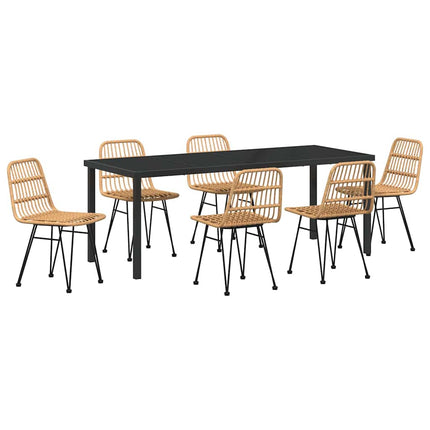 Trädgårdsmöbelset 7 pcs Brun Pulverlackerat stål