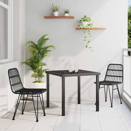 Trädgårdsmöbelset 3 pcs Svart Pulverlackerat stål