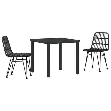 Trädgårdsmöbelset 3 pcs Svart Pulverlackerat stål