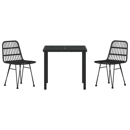 Trädgårdsmöbelset 3 pcs Svart Pulverlackerat stål