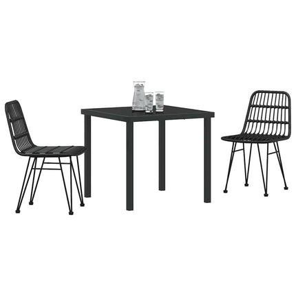 Trädgårdsmöbelset 3 pcs Svart Pulverlackerat stål