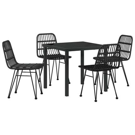 Trädgårdsmöbelset 5 pcs Svart Pulverlackerat stål