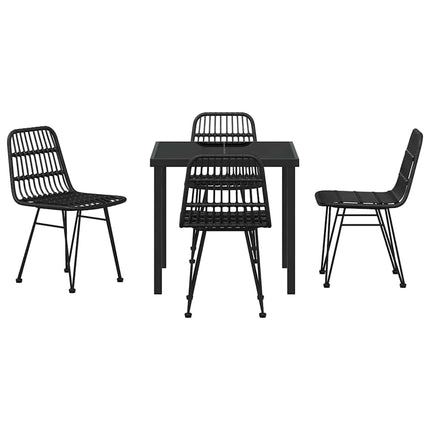 Trädgårdsmöbelset 5 pcs Svart Pulverlackerat stål
