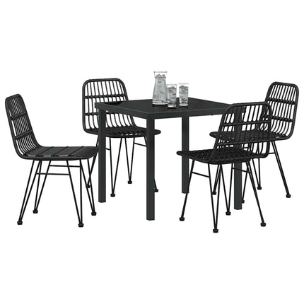 Trädgårdsmöbelset 5 pcs Svart Pulverlackerat stål