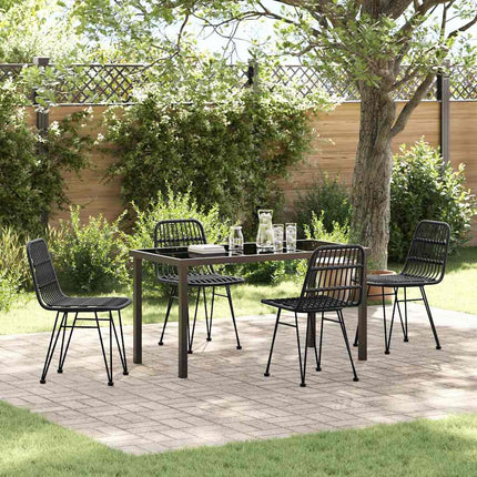 Trädgårdsmöbelset 5 pcs Svart Pulverlackerat stål
