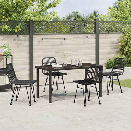 Trädgårdsmöbelset 5 pcs Svart Pulverlackerat stål