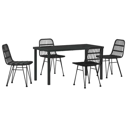 Trädgårdsmöbelset 5 pcs Svart Pulverlackerat stål