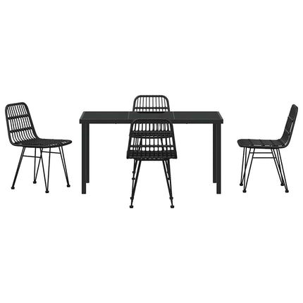 Trädgårdsmöbelset 5 pcs Svart Pulverlackerat stål