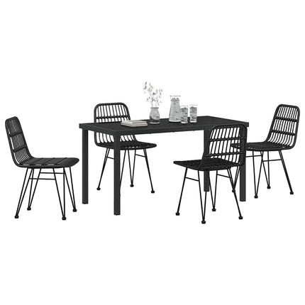 Trädgårdsmöbelset 5 pcs Svart Pulverlackerat stål