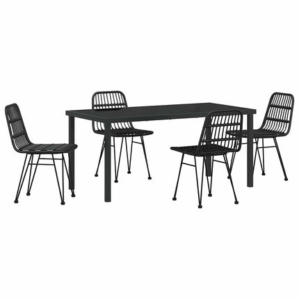 Trädgårdsmöbelset 5 pcs Svart Pulverlackerat stål