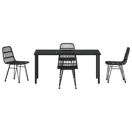 Trädgårdsmöbelset 5 pcs Svart Pulverlackerat stål