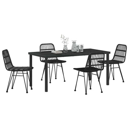 Trädgårdsmöbelset 5 pcs Svart Pulverlackerat stål