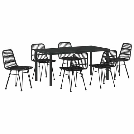 Trädgårdsmöbelset 7 pcs Svart Pulverlackerat stål