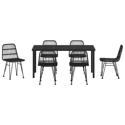 Trädgårdsmöbelset 7 pcs Svart Pulverlackerat stål