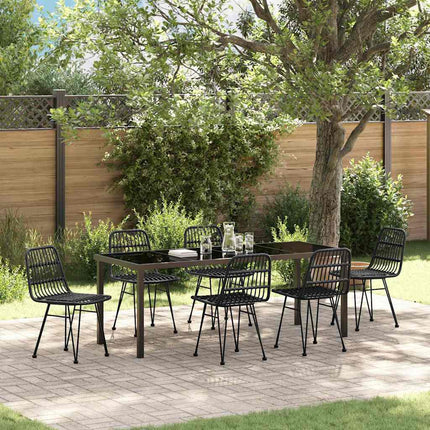 Trädgårdsmöbelset 7 pcs Svart Pulverlackerat stål