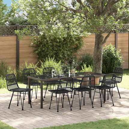 Trädgårdsmöbelset 9 pcs Svart Pulverlackerat stål