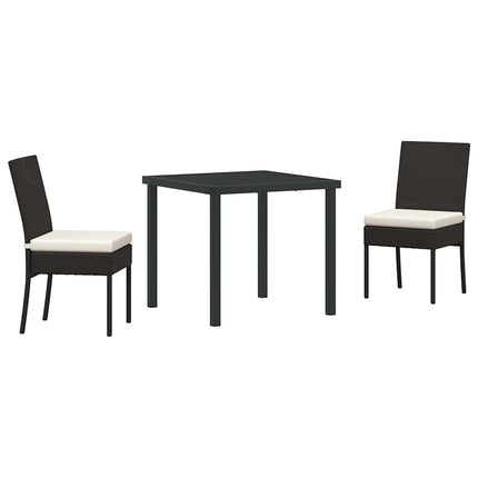 Trädgårdsmöbelset 3 pcs Svart Pulverlackerat stål