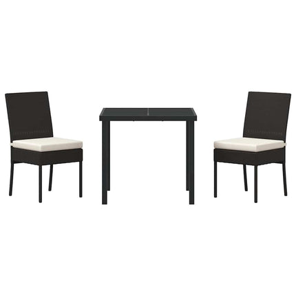 Trädgårdsmöbelset 3 pcs Svart Pulverlackerat stål