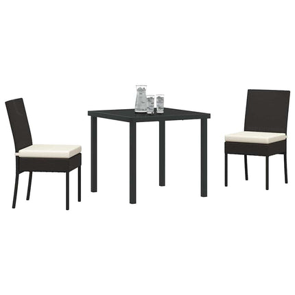 Trädgårdsmöbelset 3 pcs Svart Pulverlackerat stål