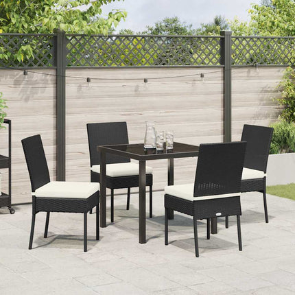 Trädgårdsmöbelset 5 pcs Svart Pulverlackerat stål