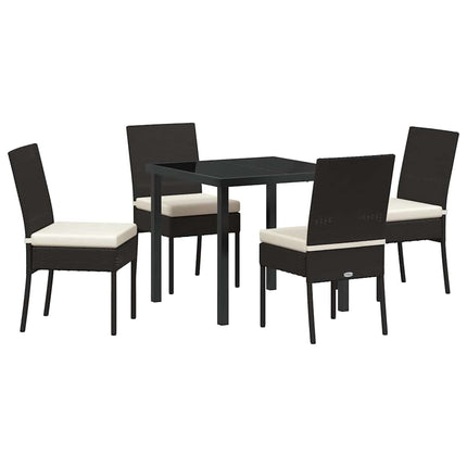 Trädgårdsmöbelset 5 pcs Svart Pulverlackerat stål
