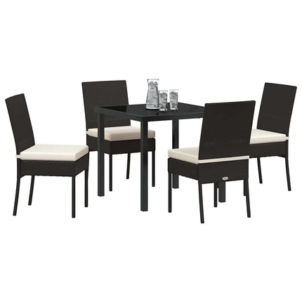 Trädgårdsmöbelset 5 pcs Svart Pulverlackerat stål