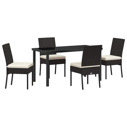 Trädgårdsmöbelset 5 pcs Svart Pulverlackerat stål