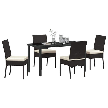 Trädgårdsmöbelset 5 pcs Svart Pulverlackerat stål