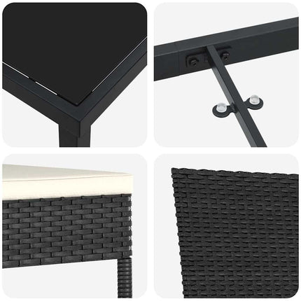 Trädgårdsmöbelset 5 pcs Svart Pulverlackerat stål