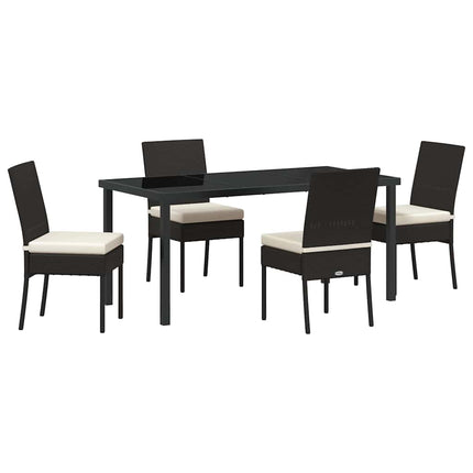 Trädgårdsmöbelset 5 pcs Svart Pulverlackerat stål