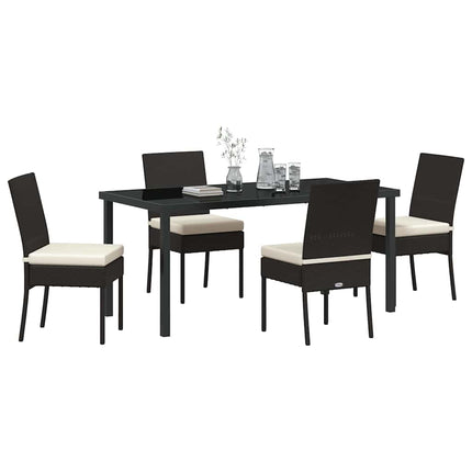 Trädgårdsmöbelset 5 pcs Svart Pulverlackerat stål