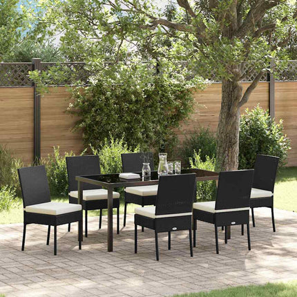 Trädgårdsmöbelset 7 pcs Svart Pulverlackerat stål