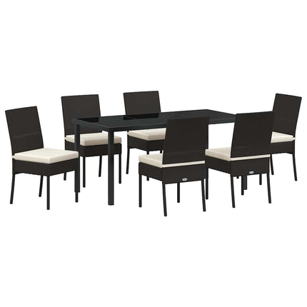 Trädgårdsmöbelset 7 pcs Svart Pulverlackerat stål