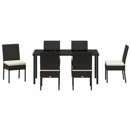 Trädgårdsmöbelset 7 pcs Svart Pulverlackerat stål