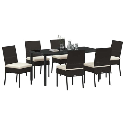 Trädgårdsmöbelset 7 pcs Svart Pulverlackerat stål