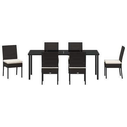 Trädgårdsmöbelset 7 pcs Svart Pulverlackerat stål
