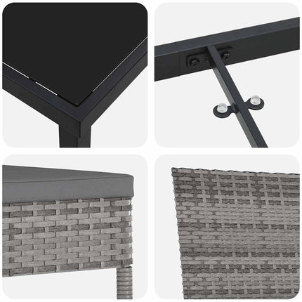 Trädgårdsmöbelset 3 pcs Grå Pulverlackerat stål