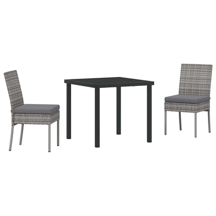Trädgårdsmöbelset 3 pcs Grå Pulverlackerat stål