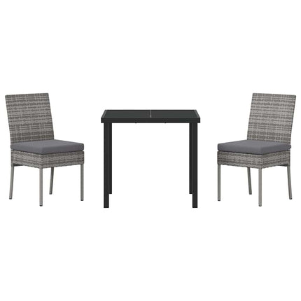 Trädgårdsmöbelset 3 pcs Grå Pulverlackerat stål