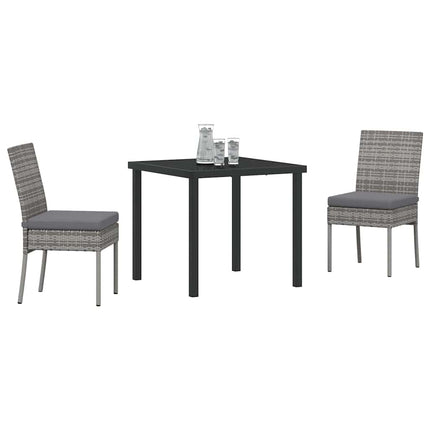 Trädgårdsmöbelset 3 pcs Grå Pulverlackerat stål