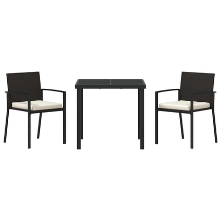 Trädgårdsmöbelset 3 pcs Svart Pulverlackerat stål