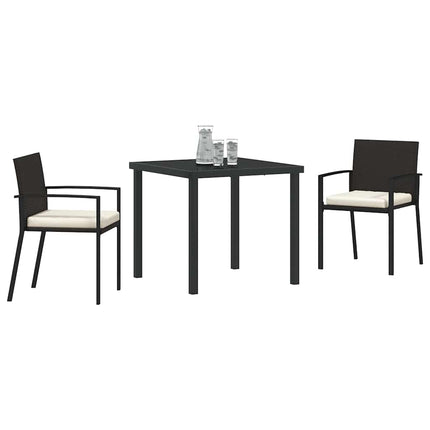 Trädgårdsmöbelset 3 pcs Svart Pulverlackerat stål