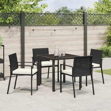 Trädgårdsmöbelset 5 pcs Svart Pulverlackerat stål