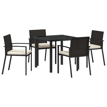 Trädgårdsmöbelset 5 pcs Svart Pulverlackerat stål