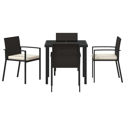 Trädgårdsmöbelset 5 pcs Svart Pulverlackerat stål